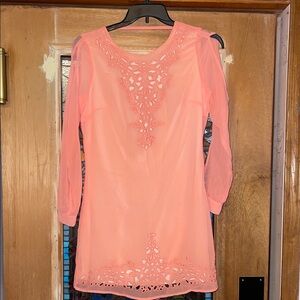Coral Lace Tunic Top